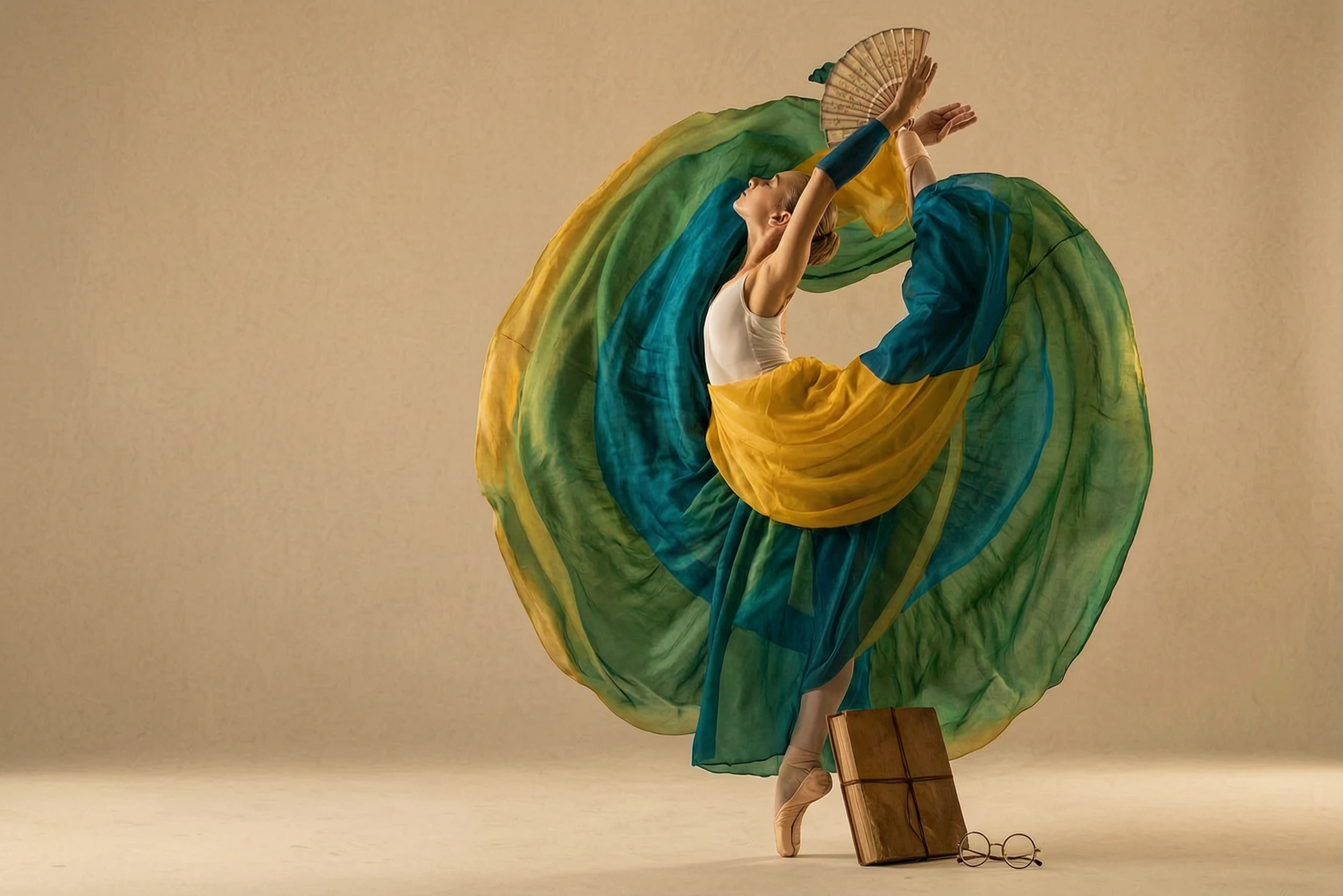Wan 2.7 Image Edit Pro: Color-match the skirt in Figure 1 according to the colors of the bird in Figure 2, full of artistic sense, kee